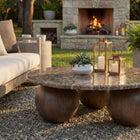 Modway Pietra Indoor/Outdoor Round Coffee Table - Dark Emperador Marble-Weather-Resistant Construction