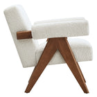 Modway Lyra Boucle Fabric Armchair - Ivory - Set of 2-Dense Foam Padding