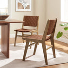 Modway Saoirse Leather Wood Dining Side Chair - Walnut/Brown - 2 Pack-Foot Pads for Floor Protection