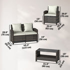 Outsunny 4-Piece Patio Conversation Set with Cushions - Beige-Horn toggle buttons to prevent seat cushions from slipping