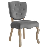Modway Array Vintage French Performance Velvet Dining Side Chair - Grey-Vintage French Dining Side Chair