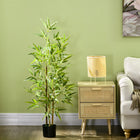 HOMCOM 4' Artificial Bamboo Tree for Indoor Home Decor - Green-Low maintenance required 