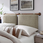 Modway Anela Wall-Mounted Chenille Upholstered Queen Headboard - Oatmeal Walnut-Velcro Straps