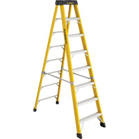 Featherlite 6400 Series 8' Industrial Heavy-Duty Fiberglass Stepladder-Nominal Height: 8'
