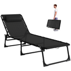 Outsunny Outdoor Folding Lounge Chair for Camping - Hiking - Black-Full reclining with 4 backrest positions