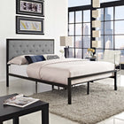 Modway Mia Fabric Full Bed - Brown Grey-Steel rod mattress support system