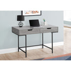 Monarch Specialties 7553 48" Computer Desk - Grey/Black Metal-Metal base in a black finish provides stability and includes slender metal legs that are recessed under the rectangular desktop