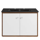 Modway Transmit 30" Wall-Mount Bathroom Vanity - Walnut/Black-Chrome Hardware