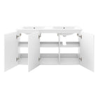 Modway Bryn 48" Wall-Mount Double Sink Bathroom Vanity - White-8" Centerset Faucet Holes