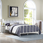 Modway Dower Stainless Steel Queen Bed - White-Sturdy Powder Coated Steel Frame