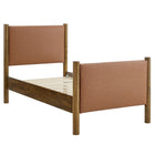 Modway Maven Twin Size Vegan Leather Upholstered Platform Bed - Tan Walnut-Wooden Bed Frame