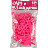 JAM Paper Durable Rubber Bands - Size 64 - Pink - 100 Pack-Colour: Pink | Colourful Elastic Rubberbands