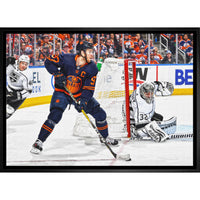 Connor Mcdavid Edmonton Oilers vs Los Angeles Kings - Framed Canvas - 31" x 22"-Premium canvas print with gallery-wrapped edges