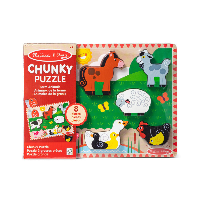 Melissa & Doug Farm Wooden Chunky Puzzle - 8 Pieces | staples.ca