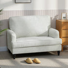 HOMCOM 45" Accent Chair with Turned Legs - Wide Seat for Living Room - Cream/White-Extra-wide seat and long armrests increase relaxation 
