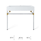 Modway Redeem 40" Silver Stainless Steel Wall-Mount Bathroom Vanity - Silver/White-Wall-Mount