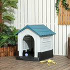 PawHut 22.4" W Outdoor Dog House with Windows for Miniature Dogs - Blue-Made of thick PP, which is robust 