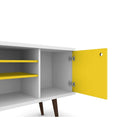 Manhattan Comfort Liberty MDP and MDF 53.14"W TV Stand, White and Yellow (200AMC64)-Recommended for a 46" -50" TV.