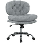 HOMCOM Armless Office Chair with Padded Seat and Tilt Function - Grey-Curved back with button tufted design adds a touch of elegance