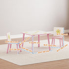 Qaba 3-Piece Kids Table & Chair Set for Boys & Girls Aged 3-8 - Pink-Cute pink colour with playful star decorations
