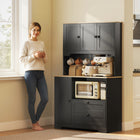 HOMCOM 64" H Kitchen Pantry Cabinet with 3 Compartments and 2 Drawers - Black-Stylish two-tone design enhances your home decor 