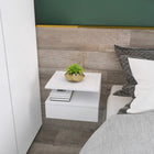 HOMCOM Floating Nightstand with Drawer and Open Shelf - White - Set of 2-Colour: White