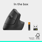 Logitech Lift Vertical Ergonomic Mouse - Graphite-Requires Logi Options+ software, available for Windows and macOS