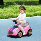 Qaba Baby Push Car with Music, Horn and Lights - Pink-Horn button with light and music enhances sensory enjoyment 