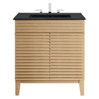 Modway Render 30" Bathroom Vanity - Oak/Black-Particleboard and Laminate Construction