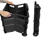 BAZIC Products Folding Cart on Wheels w/Lid Cover - 16" x 18" x 15" - Black/Gray-Adjustable long handle