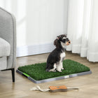 PawHut 26" L Artificial Grass Dog Pee Pad - Green - 2 Pack-Drainage holes help maintain cleanliness and dryness 