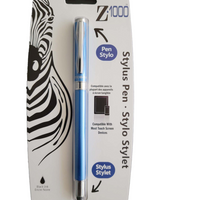 Zebra 2-in-1 Stylus Pen - Blue-Sleek blue metal finish