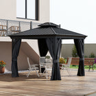 Outsunny Outdoor Canopy Hardtop Gazebo - 10' x 12' - Dark Grey-Constructed with a solid steel and aluminum frame 