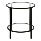 Hudson&Canal Sivil 20"W Round Side Table with Glass Shelf - Blackened Bronze-The tabletop has a weight capacity of 20 lbs while the lower shelf can support 10 lbs