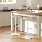 HOMCOM Adjustable Swivel Wooden Bar Stools - Natural Wood and White - 2 Pack-Solid rubber wood seat offers natural elegance
