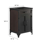 Modway Steamforge 24" Bathroom Vanity - Black-Pivot Hinges