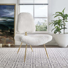 Modway Ponder Upholstered Sheepskin Fur Lounge Chair - White-Soft Sheepskin Fur Upholstery