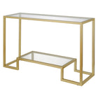 Hudson&Canal Athena 47.75"W Console Table - Brass-Top has a weight capacity of 50 lbs, shelf can hold 50 lbs