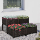 Outsunny 4-Piece Raised Garden Bed - Brown-Our durable and lightweight PP material withstands any weather conditions, ensuring longevity
