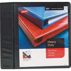Staples Heavy-Duty View Binder with D-Rings - 4" - Black-Back-mounted rings allow pages to lie flat
