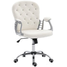 Vinsetto Office Chair with Adjustable Height and Tufted Back - Cream White-Velvet-feel fabric is beautiful and skin-friendly