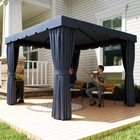 Outsunny 10 ft W x 10 ft L Outdoor Patio Gazebo Shelter Tent with Sidewalls - Dark Blue-Inner curtains are mesh fabric with 4 built-in zippers