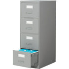 Staples Vertical Legal File Cabinet, 4-Drawer, Grey-High drawer sides eliminate the need for hanging file bars