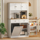 HOMCOM 68" H Pantry Cabinet with Charging Station - White-Three door spice racks for easy access to favourite flavours 