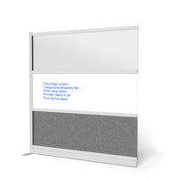 Luxor Modular Wall Extension with Whiteboard - 70" W x 70" H - Wide Grey Frame, Frosted Acrylic, Cool Grey PET-Creates semi permanent privacy in shared spaces