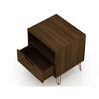 Manhattan Comfort Rockefeller 20.08" Mid-Century Modern 1-Drawer Nightstand 2-Piece Set - Brown-Fashionable Wire Splayed Legs Made of Metal for Extra Durability