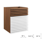 Modway Render 18" Wall-Mount Bathroom Vanity Cabinet - White/Walnut-Drywall Friendly Mounting Cleat