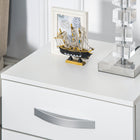 HOMCOM Modern Nightstand with 3 High Gloss Drawers - White - Set of 2-Made of particleboard for more excellent resistance and easy maintenance