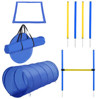 PawHut Dog Outdoor Exercise Training Set with Tunnel, 4 Weave Poles, High Jumper-With long sturdy spikes to secure into the ground 