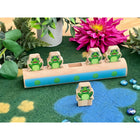 Yellow Door Five Frogs on a Log Number Line Toy-On the reverse side, dot patterns on each frog and numerals 1-5 on the log base are revealed, facilitating the teaching of matching and ordering, counting up and counting down.